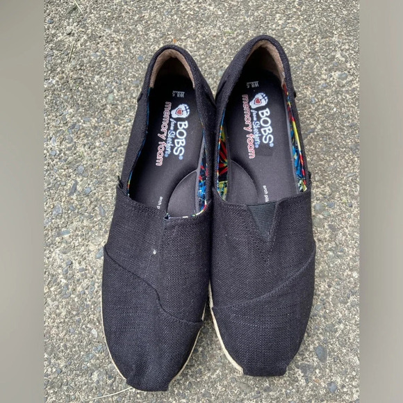 BOBS Skechers Women's Black Espadrilles Wedges Memory Foam Arch Pillow Sz 8.5 - Picture 6 of 9